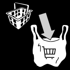groceries: put in plastic bag